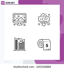 Pictogram Set of 4 Simple Filledline Flat Colors of creative; office; design; healthy; budget Editable Vector Design Elements