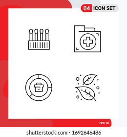Conjunto de Pictogramas de 4 colores planos simples de belleza; análisis; algodón; documento; elementos de diseño de vectores editables de datos