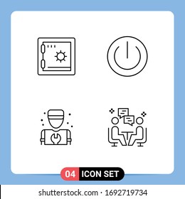 Pictogram Set of 4 Simple Filledline Flat Colors of bank; mechanic; button; gadgets; repair Editable Vector Design Elements