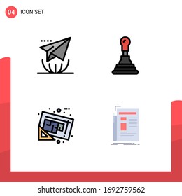 Pictogram Set of 4 Simple Filledline Flat Colors of email; map; send; gearbox; plan Editable Vector Design Elements