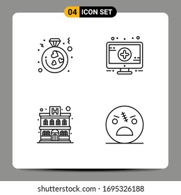 Conjunto de Pictogramas de 4 colores planos planos simples de corazón; hotel; propuesta; signo; elementos de diseño de vectores editables de Halloween