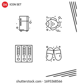 Pictogram Set of 4 Simple Filledline Flat Colors of electronic device; finance; fish; archive; woman Editable Vector Design Elements