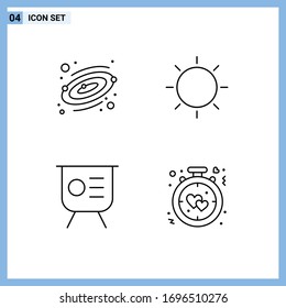 Pictogram Set of 4 Simple Filledline Flat Colors of astronomy; graph; design; light; performance Editable Vector Design Elements