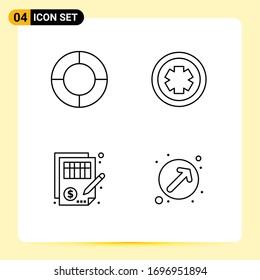 Pictogram Set of 4 Simple Filledline Flat Colors of chart; document; medical; test; money Editable Vector Design Elements