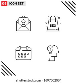 Pictogram Set of 4 Simple Filledline Flat Colors of donation; schedule; mail; seo; appointment Editable Vector Design Elements