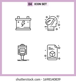 Pictogram Set of 4 Simple Filledline Flat Colors of acumulator; valet; car; environment; service Editable Vector Design Elements