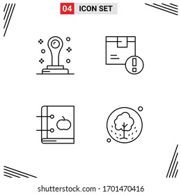 Pictogram Set of 4 Simple Filledline Flat Colors of office; book; attention; logistic; knowledge Editable Vector Design Elements