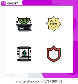 Pictogram Set of 4 Simple Filledline Flat Colors of food; christmas; watermelon; sticker; tree Editable Vector Design Elements