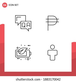 Pictogram Set of 4 Simple Filledline Flat Colors of answer; ecology; information; forex; battery Editable Vector Design Elements