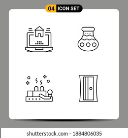 Pictogram Set of 4 Simple Filledline Flat Colors of laptop; cupping; estate; water; therapy Editable Vector Design Elements