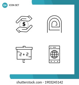 Pictogram Set of 4 Simple Filledline Flat Colors of currency; blackboard; money; password; studies Editable Vector Design Elements