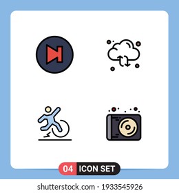 Conjunto de pictogramas de 4 colores planos de línea de relleno simples de flecha; cambio; nube; flecha; elementos de diseño de vectores editables de escape