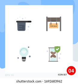 Pictogram Set of 4 Simple Flat Icons of baking; bulb; cups; real; internet of things Editable Vector Design Elements