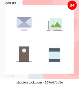 Pictogram Set of 4 Simple Flat Icons of letter; entrance; gallery; nature; interior Editable Vector Design Elements