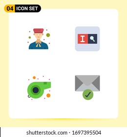 Pictogram Set of 4 Simple Flat Icons of avatar; sport; people; search; mail Editable Vector Design Elements