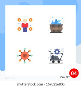 Pictogram Set of 4 Simple Flat Icons of business; connection; consumer; spa; financial Editable Vector Design Elements