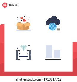 Pictogram Set of 4 Simple Flat Icons of gift; technology; muslim; idea; online Editable Vector Design Elements