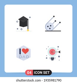 Pictogram Set Of 4 Simple Flat Icons Of College; Father; Hat; Shuttle; Bulb Editable Vector Design Elements