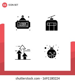 Pictogram Set of 4 Simple Solid Glyphs of board; break; sale; traveling; forward Editable Vector Design Elements