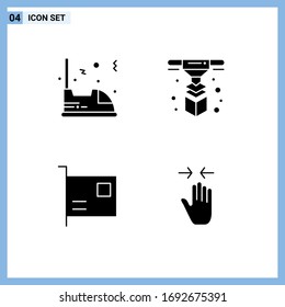 Pictogram Set of 4 Simple Solid Glyphs of electric; card; vehicle; printer; devices Editable Vector Design Elements
