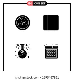 Pictogram Set of 4 Simple Solid Glyphs of dessert; heart; distribute; layout; buy Editable Vector Design Elements