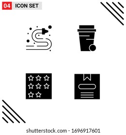 Pictogram Set of 4 Simple Solid Glyphs of fire hose; office; water hose; cleaning; star Editable Vector Design Elements