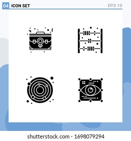 Juego de pictogramas de 4 simples glifos sólidos de bolsa; la tierra; oficina; bebé; elementos de diseño de vectores editables de arte