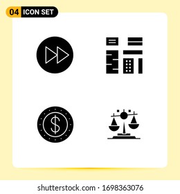 Pictogram Set of 4 Simple Solid Glyphs of arrow; premium; arrows right; content; coin Editable Vector Design Elements