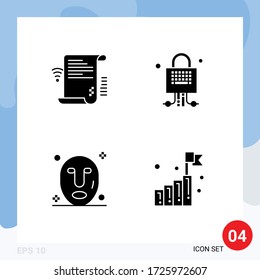 Pictogram Set of 4 Simple Solid Glyphs of data; facial; wifi; locked; spa Editable Vector Design Elements