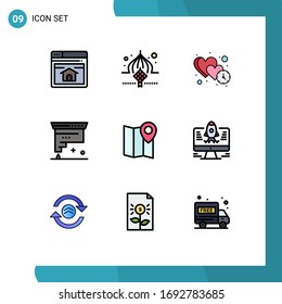 Pictogram Set of 9 Simple Filledline Flat Colors of development; coding; eid; cartridge; time Editable Vector Design Elements