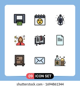 Pictogram Set of 9 Simple Filledline Flat Colors of books; teacher; design; money; education Editable Vector Design Elements