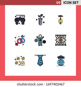 Pictogram Set of 9 Simple Filledline Flat Colors of process; business; crash; venus; gender Editable Vector Design Elements