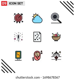 Piktogramm-Set mit 9 einfachen, flachen Farben des Projekts; Ideen; Kontrolle; Unternehmen; Vektorillustration-Design-Elemente für Fireworks