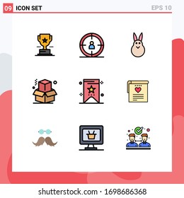 Pictogram Set of 9 Simple Filledline Flat Colors of file; price; easter; bookmark; business Editable Vector Design Elements