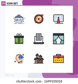 Pictogram Set of 9 Simple Filledline Flat Colors of laptop; ecommerce; wedding; gift; imac Editable Vector Design Elements