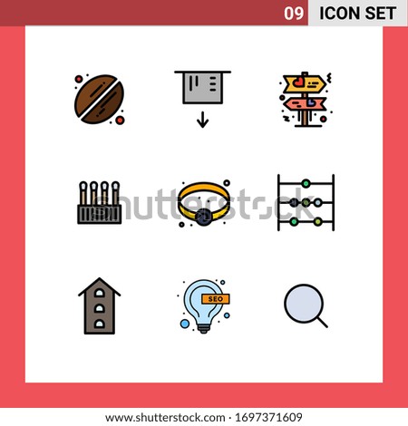 Pictogram Set of 9 Simple Filledline Flat Colors of math; jewel; love; jewelry; cotton Editable Vector Design Elements