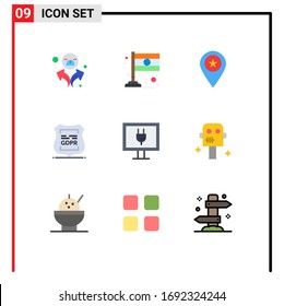 Pictogram Set of 9 Simple Flat Colors of internet; private; map; privacy; gdpr Editable Vector Design Elements