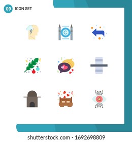 Pictogram Set of 9 Simple Flat Colors of love; leaf; arrow; dot; christmas Editable Vector Design Elements