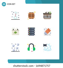 Pictogram Set of 9 Simple Flat Colors of rack; thanksgiving; basket; date; autumn Editable Vector Design Elements