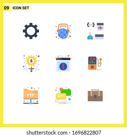 Pictogram Set of 9 Simple Flat Colors of tasks; management; headphone; money; development Editable Vector Design Elements