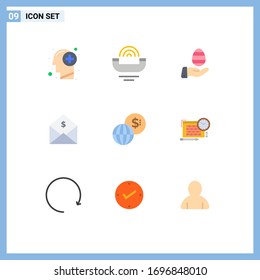 Pictogram Set of 9 Simple Flat Colors of money; mail; support; dollar; easter Editable Vector Design Elements