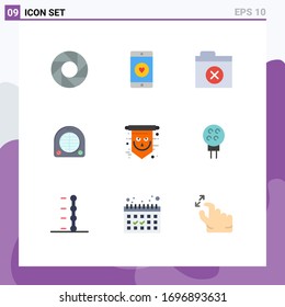 Pictogram Set of 9 Simple Flat Colors of scary; flag; delete; home; heater Editable Vector Design Elements