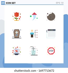 Pictogram Set of 9 Simple Flat Colors of employee; skills; cookie; horrible; dreadful Editable Vector Design Elements