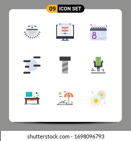 Pictogram Set of 9 Simple Flat Colors of uranus; science; online; date; plan Editable Vector Design Elements