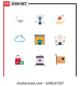 Pictogram Set of 9 Simple Flat Colors of layout; child; home; night Editable Vector Design Elements