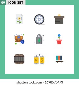 Pictogram Set of 9 Simple Flat Colors of decoration; gear; web; cog; money Editable Vector Design Elements