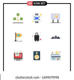 Pictogram Set of 9 Simple Flat Colors of goal; business; biochemistry; achieve; pencil Editable Vector Design Elements