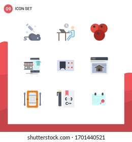 Pictogram Set of 9 Simple Flat Colors of railroad; online; staff; buy; shopping Editable Vector Design Elements