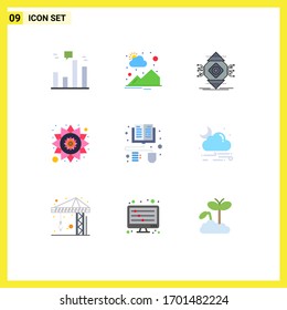 Pictogram Set of 9 Simple Flat Colors of distance learning; rangoli; ubicomp; pattern; concept Editable Vector Design Elements