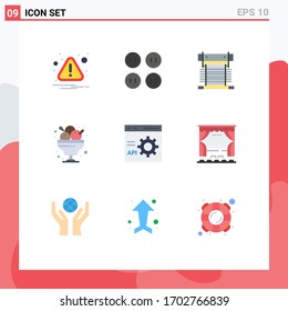 Pictogram Set of 9 Simple Flat Colors of browser; ice cream; cooler; food; cafe Editable Vector Design Elements